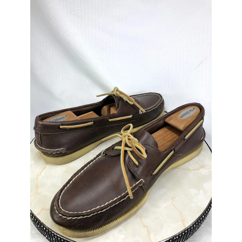 Sperry Top-Sider Authentic Original Boat Shoes Mens Sz 13 Brown Leather Loafers